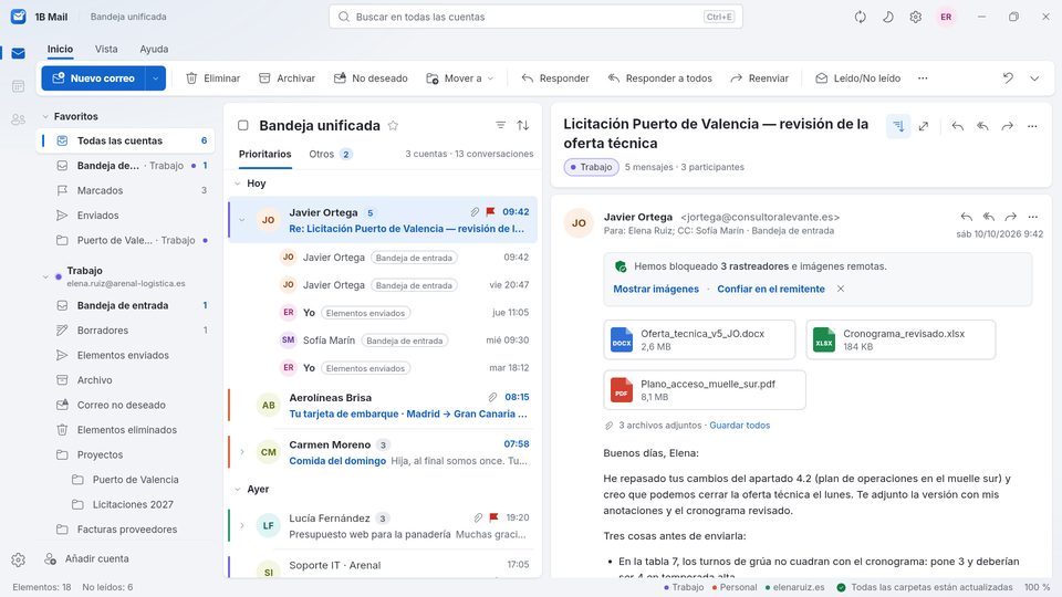 1B Mail: Una conversación completa, en orden