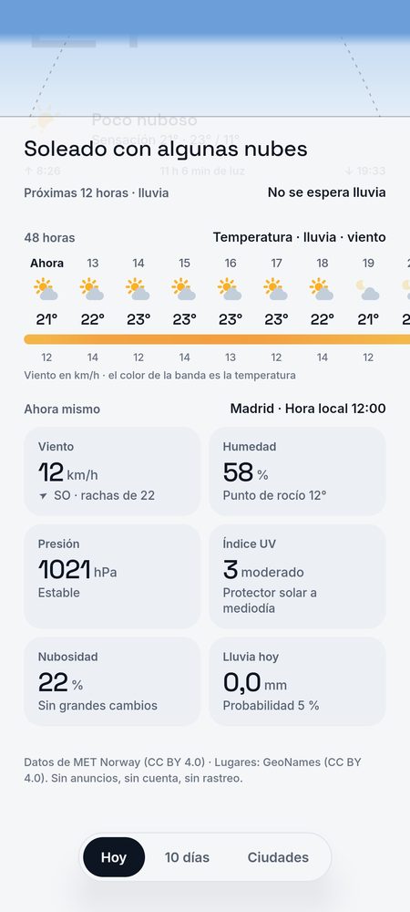 1B Weather: 48 horas en una cinta: temperatura, lluvia y viento