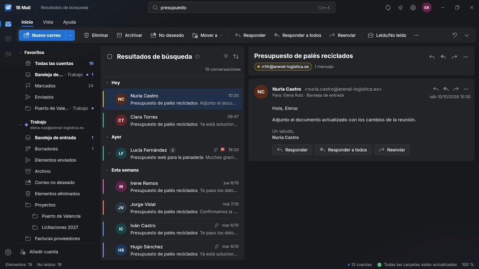 1B Mail: Una búsqueda que responde antes de que termines de escribir