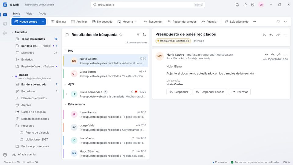 1B Mail: Una búsqueda que responde antes de que termines de escribir