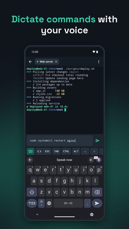 1B Terminal: Detta i comandi con la voce