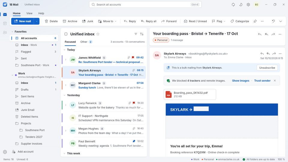 1B Mail: Leggi la posta senza essere osservato