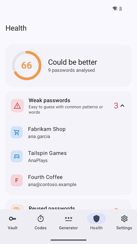 1B Pass: Stato delle password
