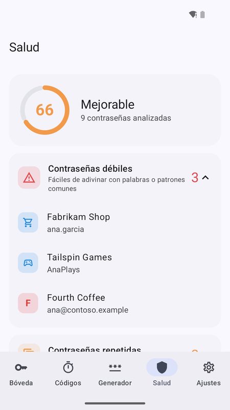1B Pass: Revisión de salud de las contraseñas