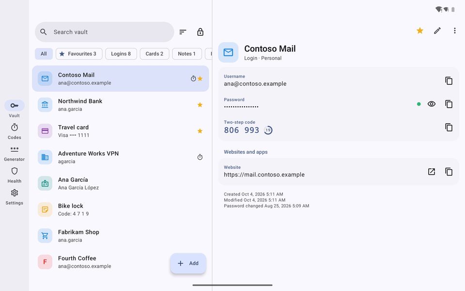 1B Pass: Elenco e dettagli affiancati sui tablet